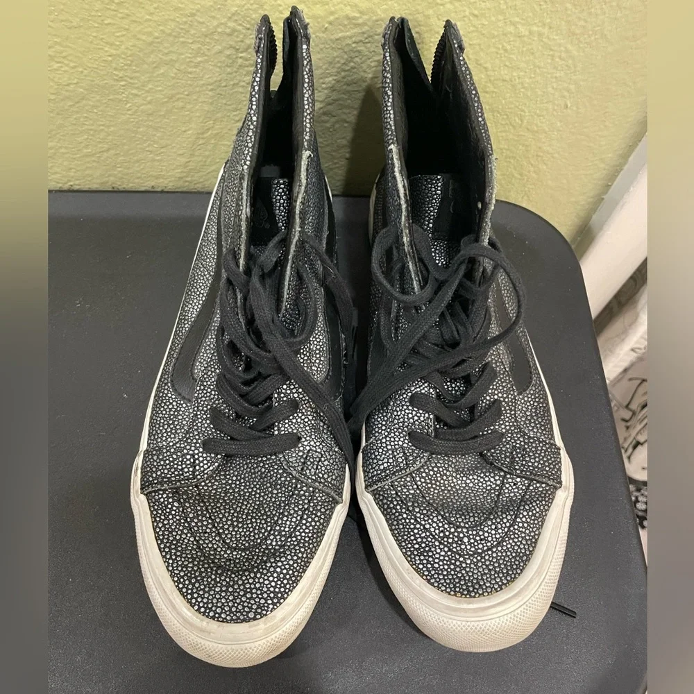 Vans High Top SK8 Metallic Black Silver Pebble Sneakers Unisex M 7.5 W 9 - Picture 15 of 16